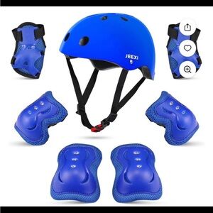 Blue helmet, knee and elbow pads for kids size 3-6 y/o. New in package.